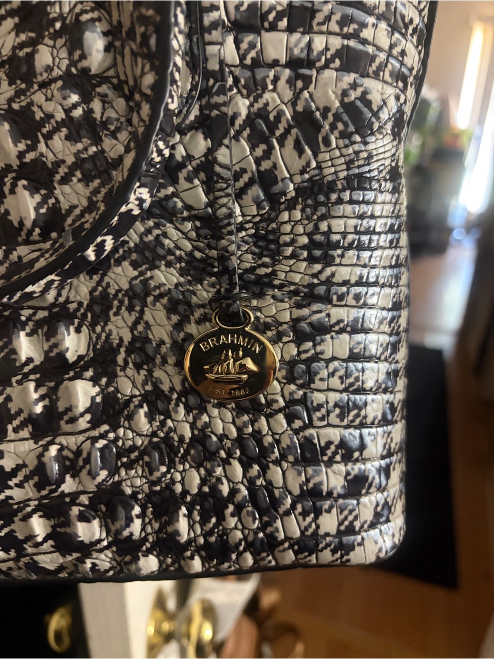Brahmin Black & White Houndstooth Shoulder Bag - Picture 2 of 5